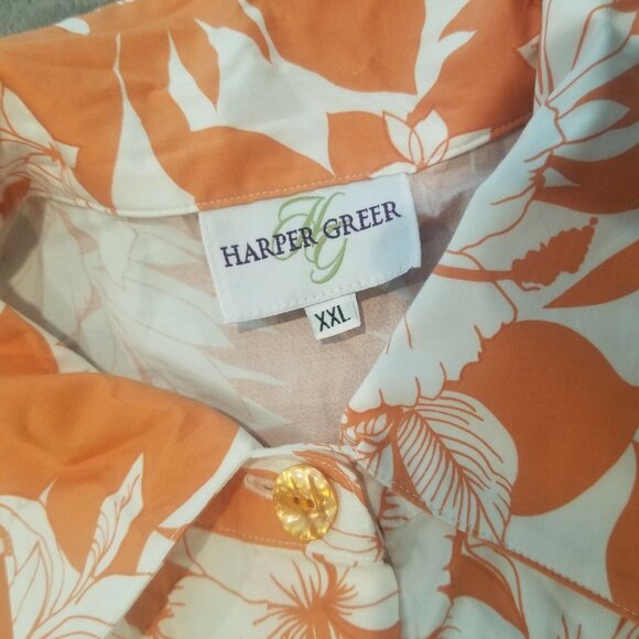 Harper Greer Women's Button Down Tunic Top 3/4 Sleeves Floral Orange Size XXL - Picture 3 of 10